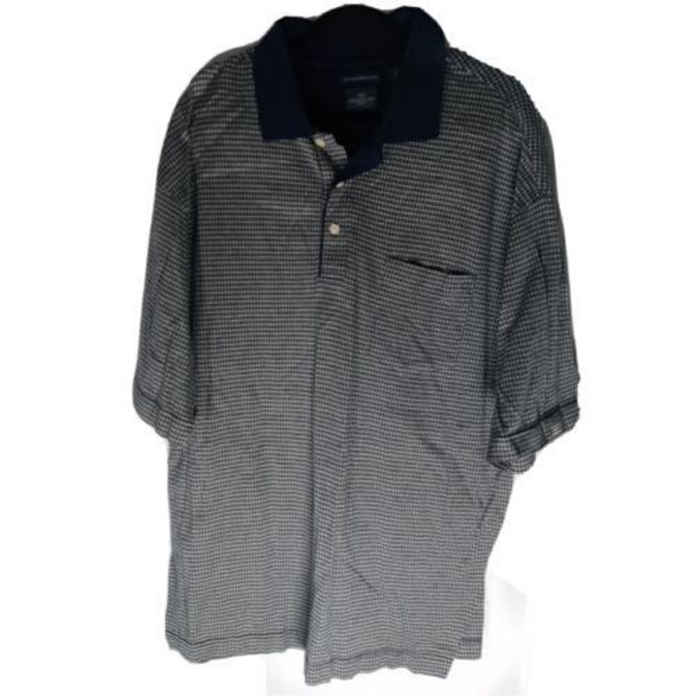 Dockers Golf Mens Polo Shirt 100% Mercerized Cotton Sz XL Black Geometric Print
